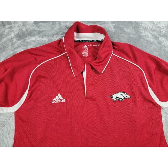 Arkansas Razorbacks Performance Polo Shirt Adult Large Red Adidas Climacool Mens - Picture 1 of 8